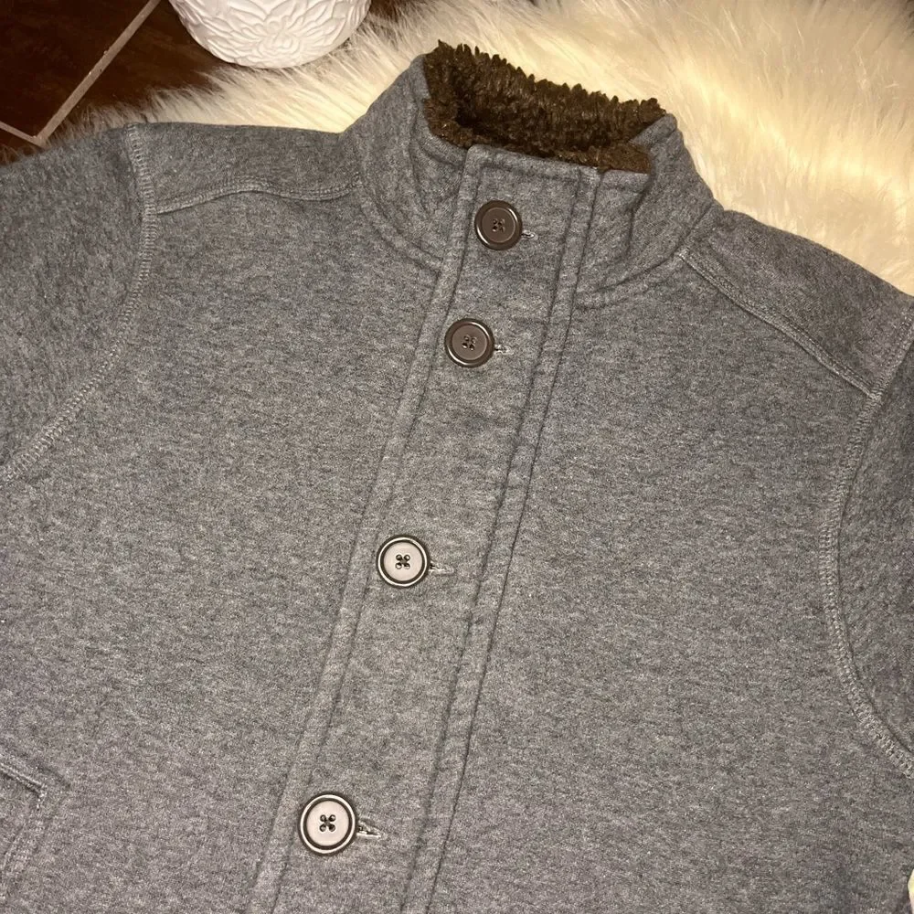 Gapkids grey fur collared grey sweatshirt jacket sz small 6-7